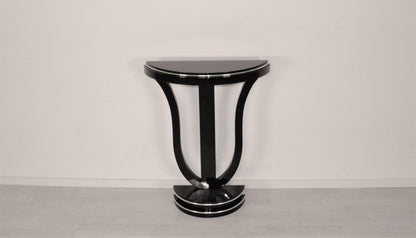 Art Deco Stil Wandkonsole in Klavierlack und Chrom