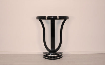 Art Deco Stil Wandkonsole in Klavierlack und Chrom