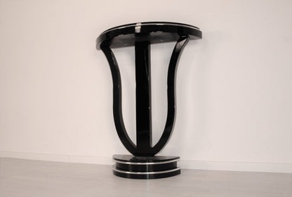 Art Deco Stil Wandkonsole in Klavierlack und Chrom