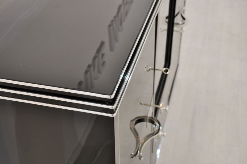 Straight Art Deco Showcase Sideboard with Curved Chrome Handles