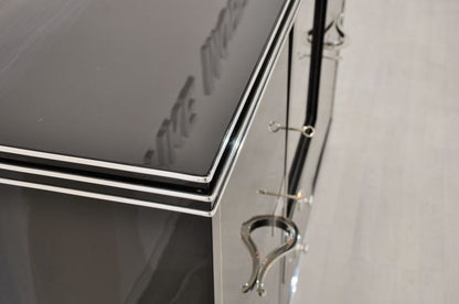 Straight Art Deco Showcase Sideboard with Curved Chrome Handles