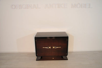 Französische Art Deco Makassar Kommode mit Messinggriffen