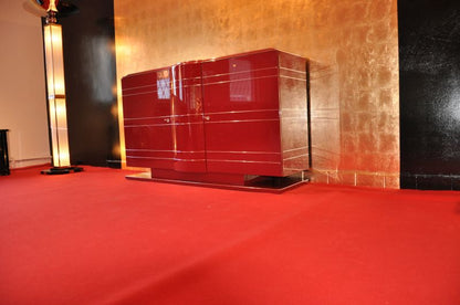 Exklusive Art-déco-Kommode/Chromliner in Rot
