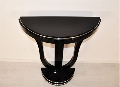 Art Deco Stil Wandkonsole in Klavierlack und Chrom