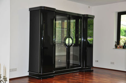 Art Deco Schrank in Hochglanzschwarz