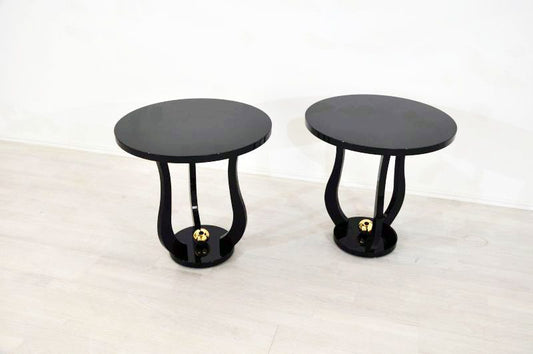 Pärchen Art Deco Klavierlack Beistelltische