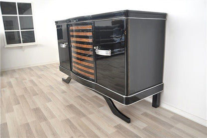 Art-Deco-Sideboard mit gemasertem Walnussfurnier