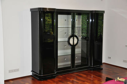 Art Deco Schrank in Hochglanzschwarz