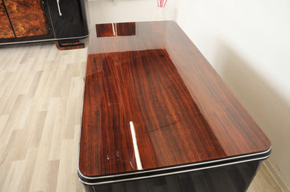 Palisander Art Deco Schreibtisch mit Chromleisten