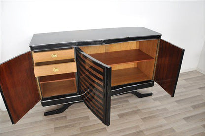 Art Deco Sideboard mit gestreiftem Nußbaumfurnier