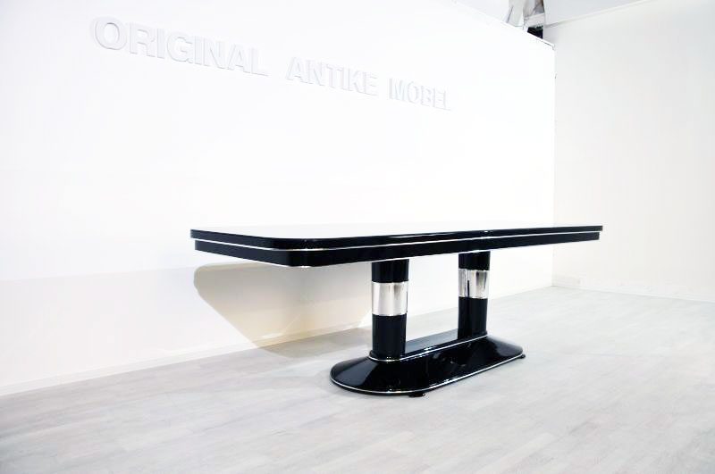 Unique Art Deco Style Dining Table with Chrome Elements
