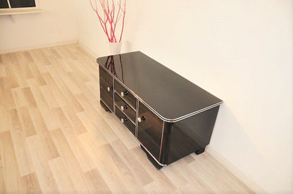 Schwarze Hochglanz Kommode aus dem Art Deco