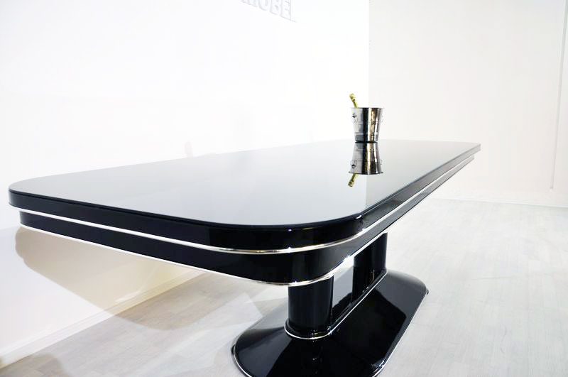 Unique Art Deco Style Dining Table with Chrome Elements