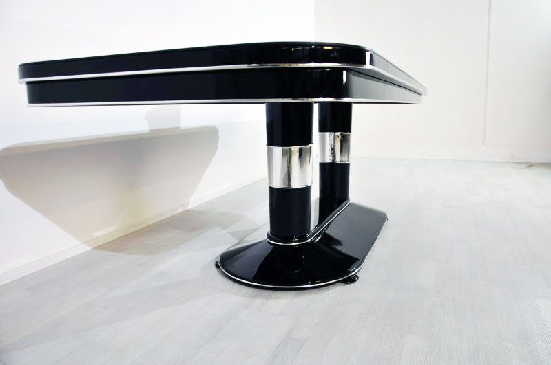 Unique Art Deco Style Dining Table with Chrome Elements