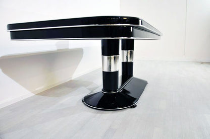Unique Art Deco Style Dining Table with Chrome Elements