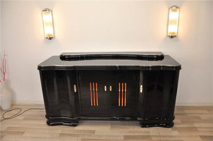 Illuminated Art Deco Sideboard with Serpentine Doors
