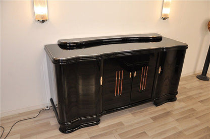 Beleuchtetes Art Deco Sideboard mit geschwungenen Türen