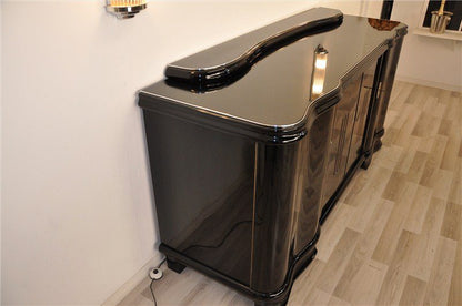 Illuminated Art Deco Sideboard with Serpentine Doors