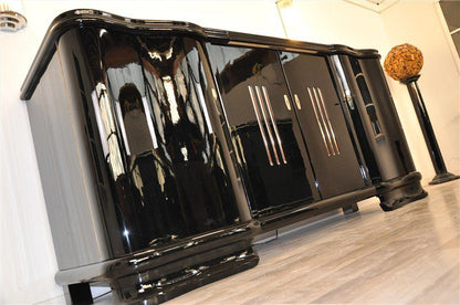 Illuminated Art Deco Sideboard with Serpentine Doors