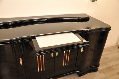 Beleuchtetes Art Deco Sideboard mit geschwungenen Türen