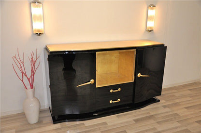 Black Art Deco Sideboard with Golden Details
