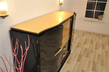 Black Art Deco Sideboard with Golden Details