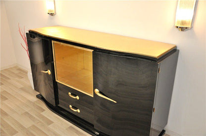 Black Art Deco Sideboard with Golden Details