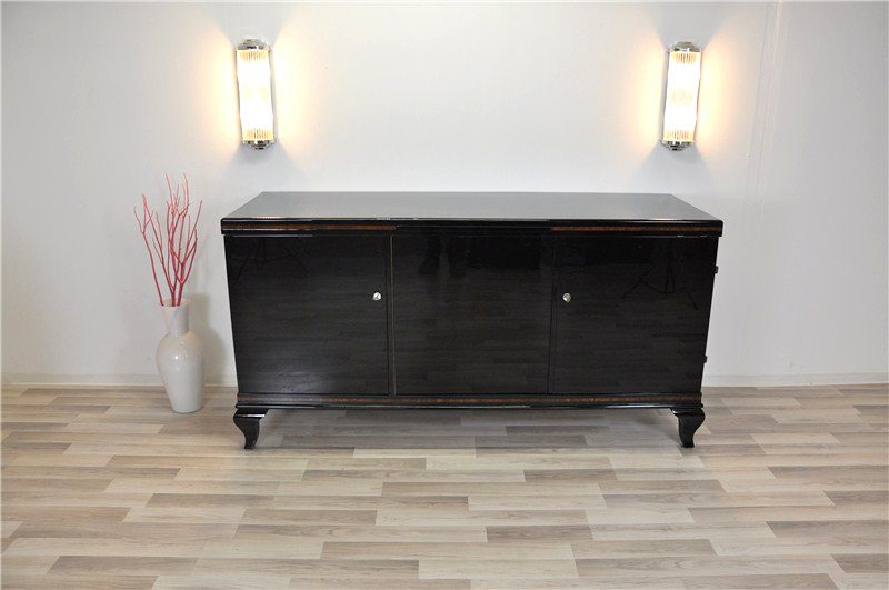 French Art Deco Sideboard with Walnut Details