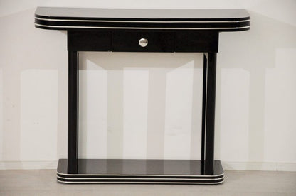 Schwarze Art Deco Schubladenkonsole