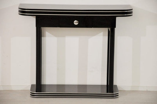 Schwarze Art Deco Schubladenkonsole