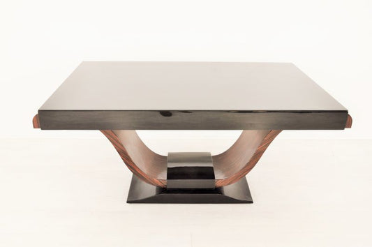 Vintage Art Deco Dining Table with Curved Macassar Foot