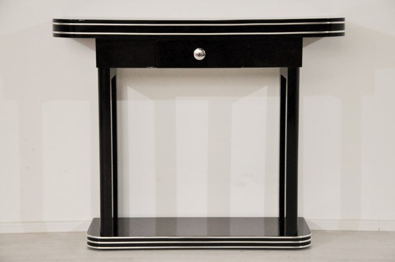 Schwarze Art Deco Schubladenkonsole