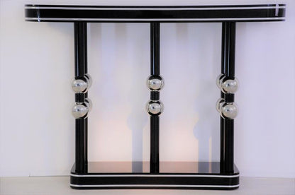 Schöne Art Deco Konsole mit Chromkugeln