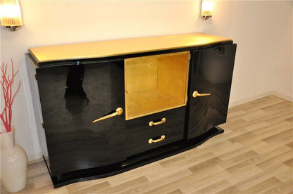 Black Art Deco Sideboard with Golden Details