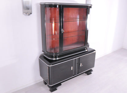 Klassische Klavierlack-Art-Deco-Vitrine