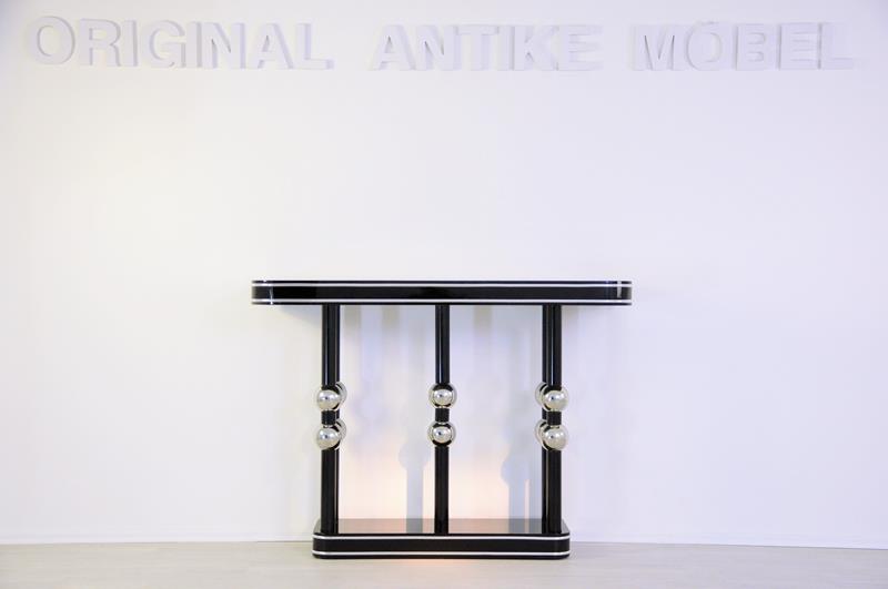 Schöne Art Deco Konsole mit Chromkugeln