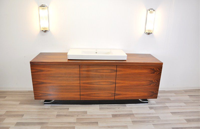Einzigartiger Art Deco XXL-Waschtisch aus Santos-Palisanderholz