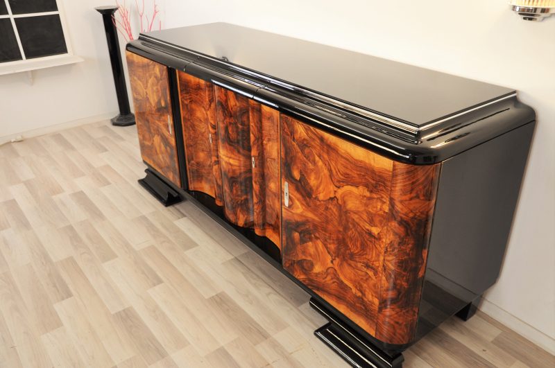 Art Deco Sideboard with Doors Made of Walnut
