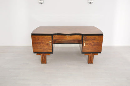 1920er Art Deco Nussbaum Schreibtisch