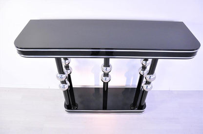 Schöne Art Deco Konsole mit Chromkugeln