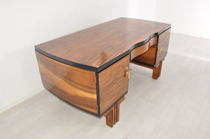 1920er Art Deco Nussbaum Schreibtisch