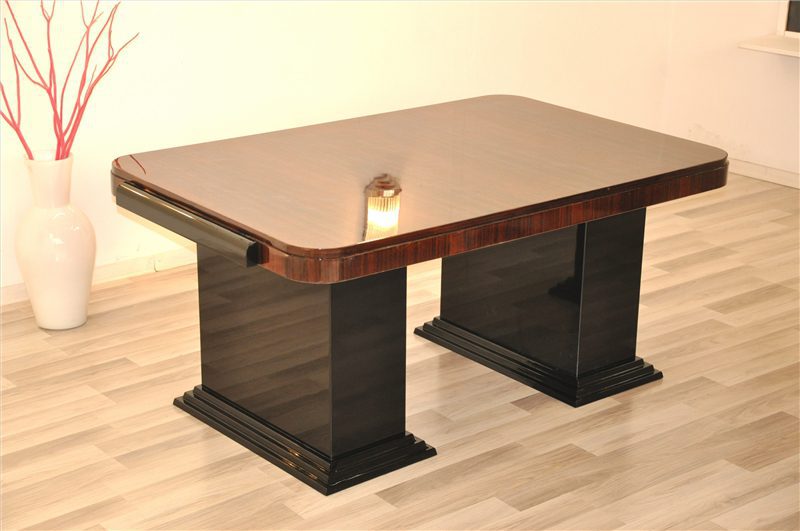 Art Deco Damenschreibtisch mit Makassar Tischplatte