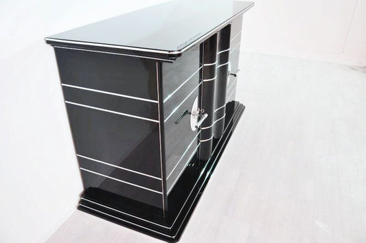 Großer Art Deco Stil Chromliner / Innenleben in einem leuchtenden Gelb