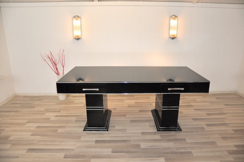 Bauhaus Schreibtisch in Hochglanz-Schwarz