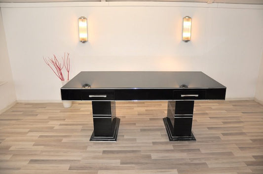 Bauhaus Schreibtisch in Hochglanz-Schwarz