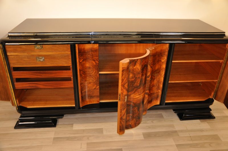 Art Deco Sideboard with Doors Made of Walnut