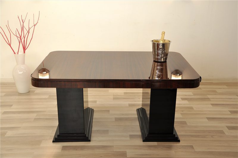 Art Deco Damenschreibtisch mit Makassar Tischplatte