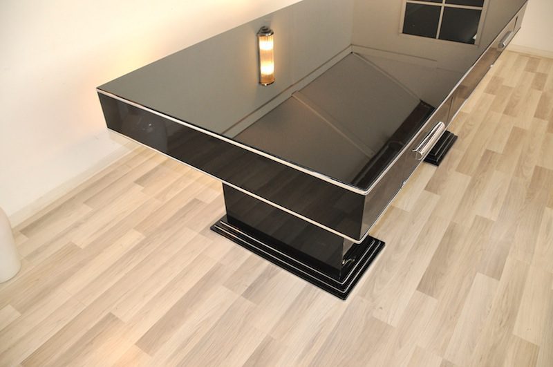 Bauhaus Schreibtisch in Hochglanz-Schwarz
