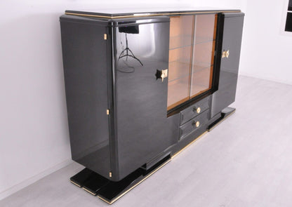Art Deco Highboard Messinggriffe 1930er Jahre