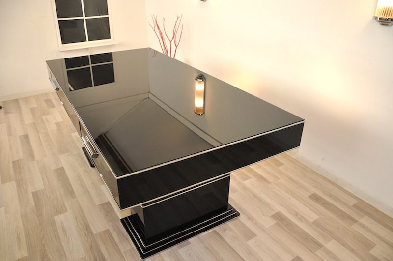 Bauhaus Schreibtisch in Hochglanz-Schwarz